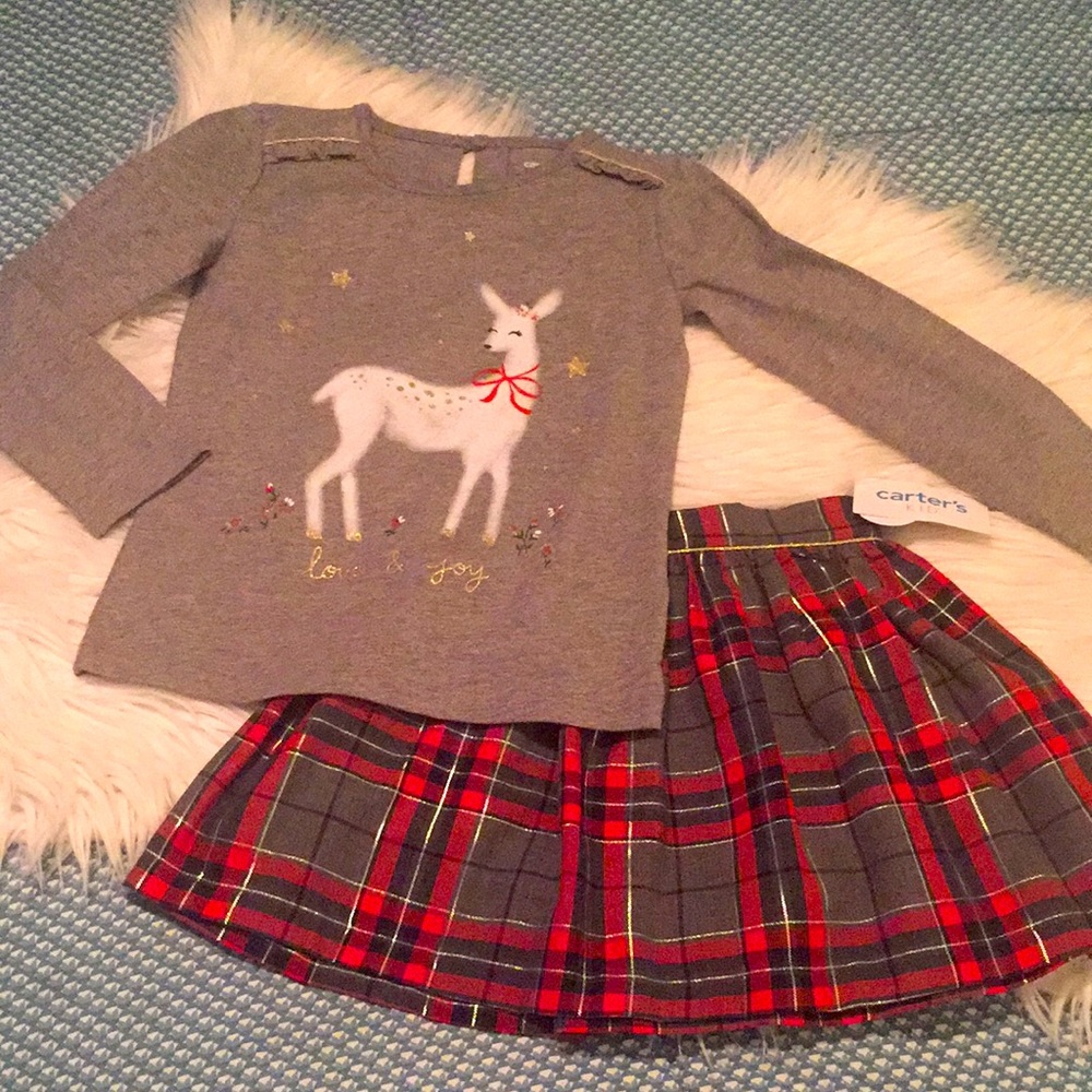 BNWT- Carters Christmas skirt and T-Shirt set 5